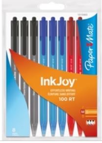 Paper Mate 1mm InkJoy 100 Retractable Pens 12/Pack