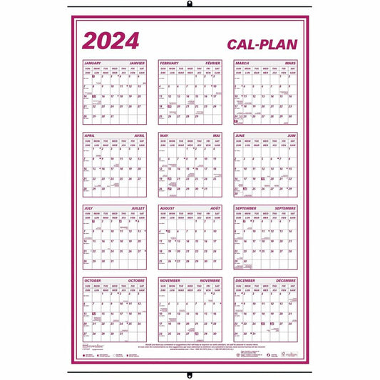 24"x36"  Laminated Yearly Wall Calendar