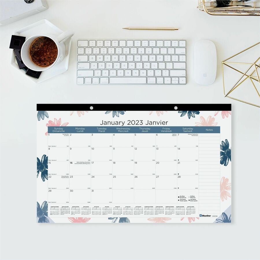 Blueline 2024 Monthly Desk Pad Calendar