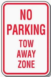 Tow Away Zone Sign Each