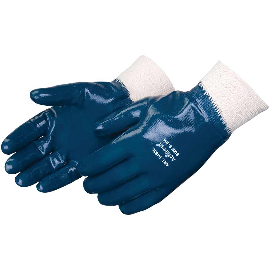 Blue Nitrile Fully Coated Knitwrist Large Gloves 12 Pair