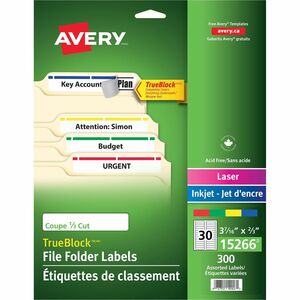 TrueBlock 3-1/16"x21/32" File Folder Label 300/Pack