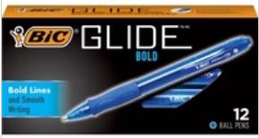BIC Bold Velocity Easy-Glide System Ballpoint Pen 12/Pack