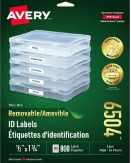 1-3/4"x1/2" White Removable Laser Label 800/Pack