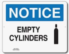 Notice Empty Cylinders Sign