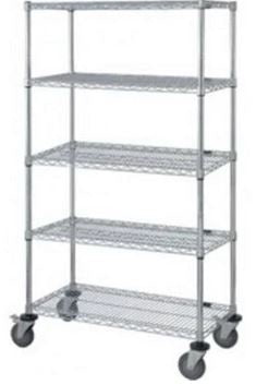 5 Shelf Mobile Wire Shelf Cart Each