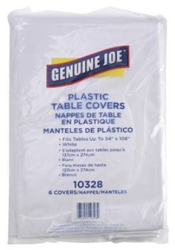 108"x54" White Plastic Table Cover Each