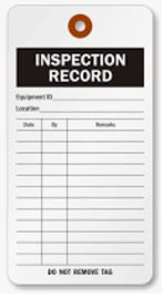 1 Year Periodic Inspection Record Tag 50/Pack