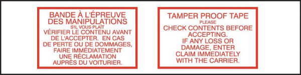 "Tamper Proof Tape" (E/F) Tape 48/Case
