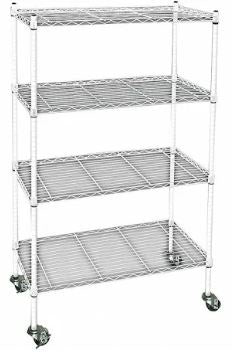 4 Shelf Mobile Wire Shelf Cart Each