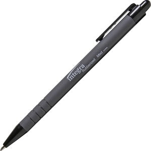 Integra Medium 1.0mm Rubber Barrel Retractable Ballpoint Pens 12/Pack