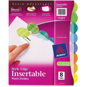 8 Multicolour Style Edge Plastic Insertable Dividers
