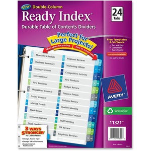 24 Tab Ready Index Customizable Table of Contents Double Column Divider