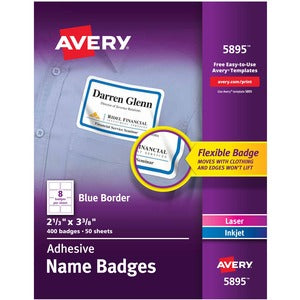 2-21/64"x3-3/8" Name Badge Label 400/Pack