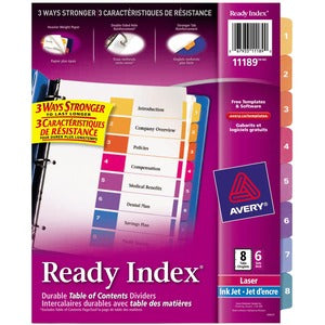 8-1/2"x11" Ready Index Table of Contents Dividers