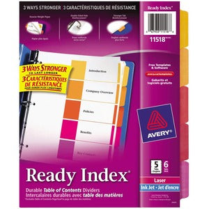 5 Blank Ready Index Unprinted Tab