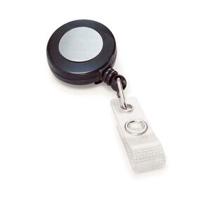 Black Retractable Metal ID Card Reel 25/Pack