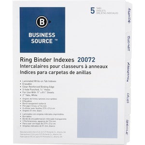 5 Tab 3 Ring Erasable Tab Indexes
