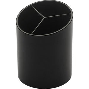Black Large 3 Compartment Plastic Pencil Cup