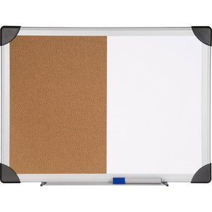 18"x24" Lorell Dry Erase Aluminum Frame Cork Combo Boards