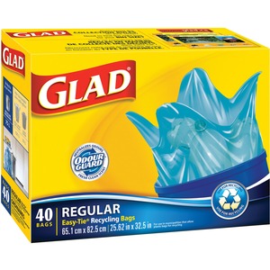 20"x32.5" Glad Blue Easy-Tie Recycling Bags 40Pack
