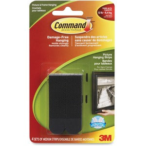 Black Medium Picture Hanging Strips 4/Pack