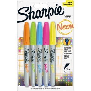 Sharpie Fine Neon Assorted Permanent Markers 5/Pack