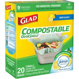 16.3"x16.5" Glad Translucent Compostable Bags 20Pack