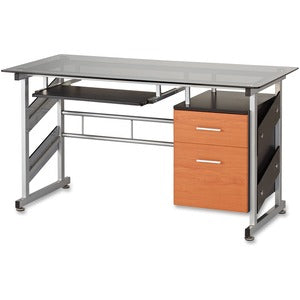 56"x25.5" Kuma Storage Pedestal Glass Desk