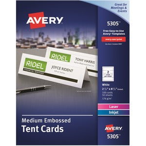 2.5"x8.5" White Medium Tent Cards