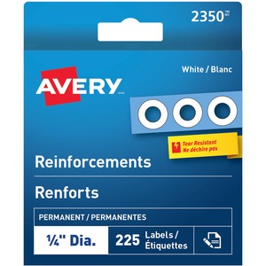1/4" White Reinforcement Mylar Labels 225/Pack