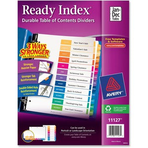 Jan-Dec Multicolour Ready Index Customizable Table of Contents Classic