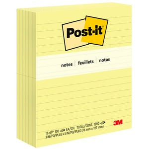 3"x5" Canary Ruled Adhesive Note Pad