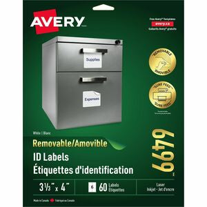Avery 4"x3-1/3" Removable Laser Label 60/Pack