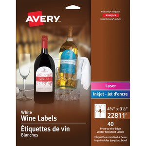 4-3/4"x3-1/2" White Water-Resistant Labels 40/Pack