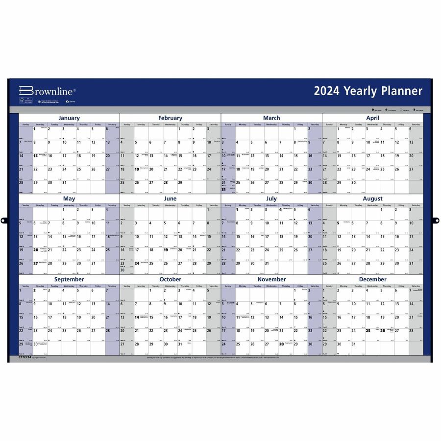 24"x36" 2-Sided Paper Yearly Wall Calendar