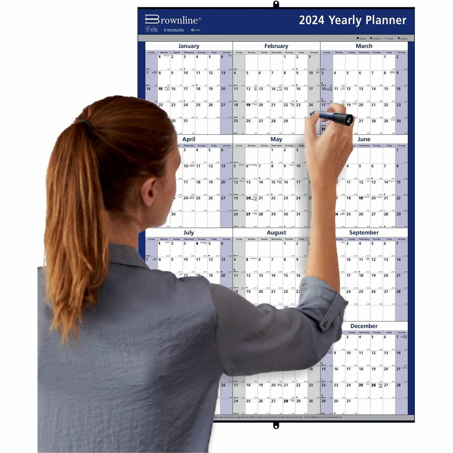 24"x36" 2-Sided Paper Yearly Wall Calendar