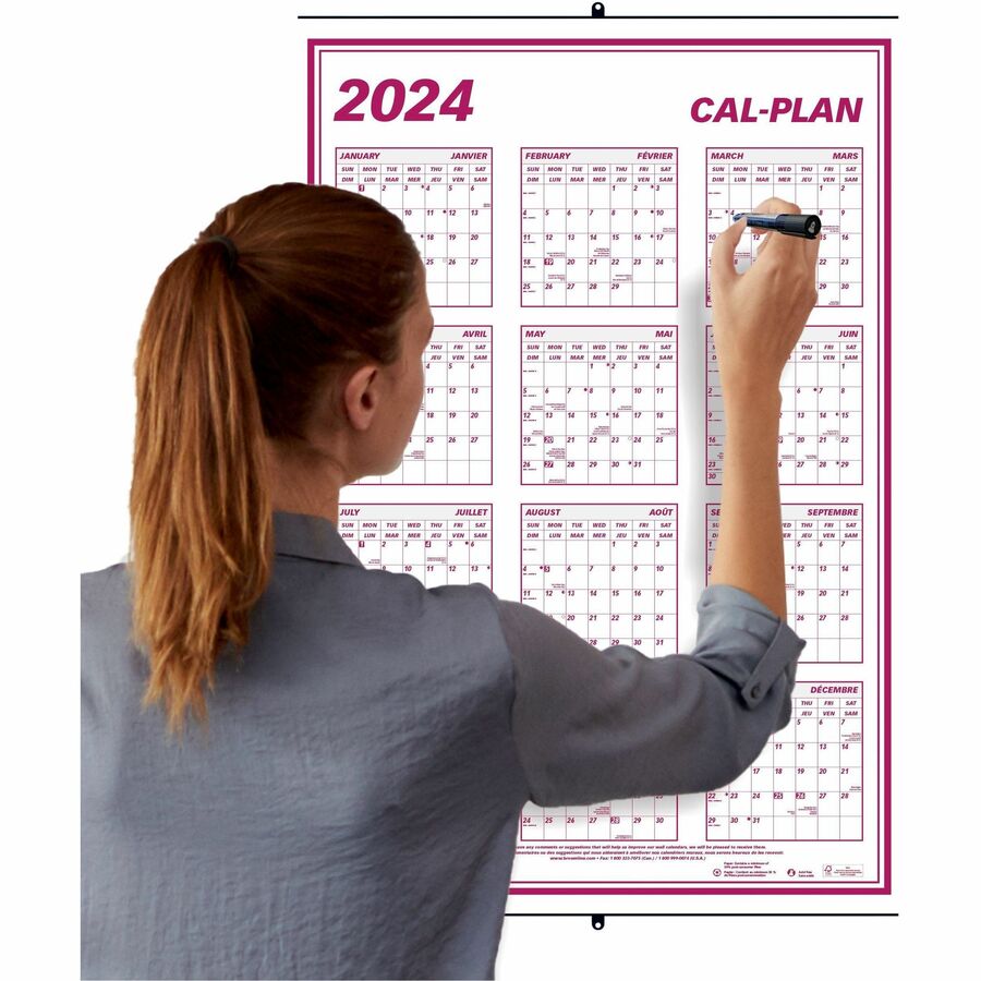 24"x36"  Laminated Yearly Wall Calendar