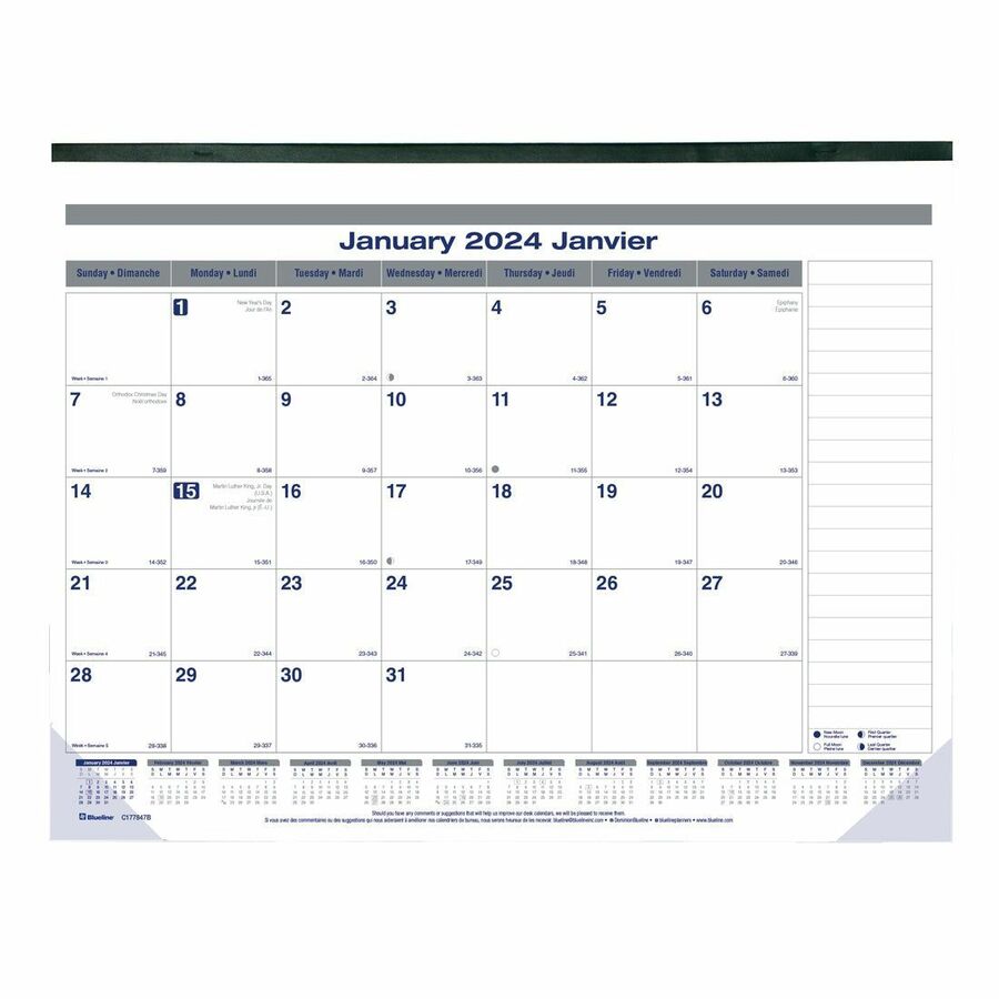 Blueline 2024 Net Zero Carbon Monthly Desk Pad Calendar
