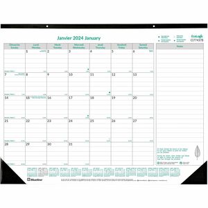 21.8"x17" Ecologix Bilingual Recycled Desk Pad Calendar