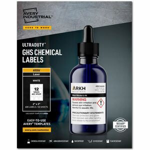 Avery 2"x2" Waterproof/UV Resistant Chemical Labels 600/Pack
