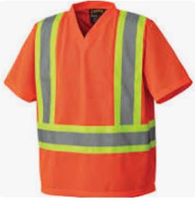 Mesh Fabric Orange V-Neck Safety Shirt Each