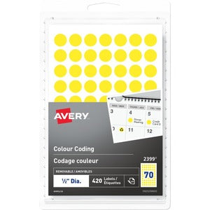 1/2" Removable Colour Labels 420/Pack