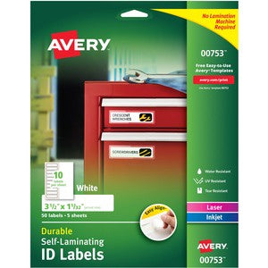 White Easy Align Self-Laminating ID Labels