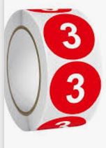 2-3/8" Number Inventory Label 500/Roll