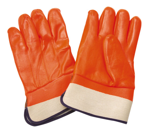 Foam Insulated Orange PVC w/Safety Cuff Large Gloves 12 Pair