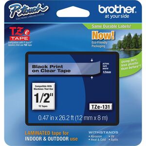 P-Touch TZe 1/2" Black/Clear Tape Cartridges