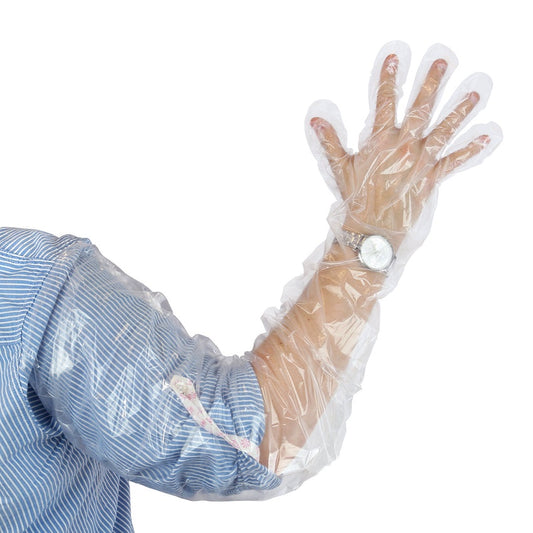 32.68" Shoulder Length Clear Poly Gloves 2500Pack