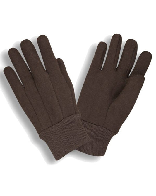 Cotton Brown Jersey w/Knit Wrist Gloves 12 Pair