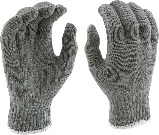 Grey Poly/Cotton String Knit Large Gloves 12 Pair